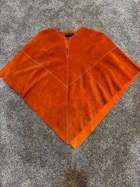 Bernardo Genuine Leather Suede Poncho Cape in Burnt Orange